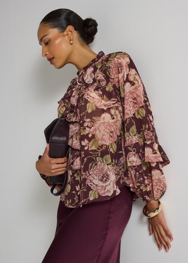 Et Vous Pink Floral Boho Frill Blouse