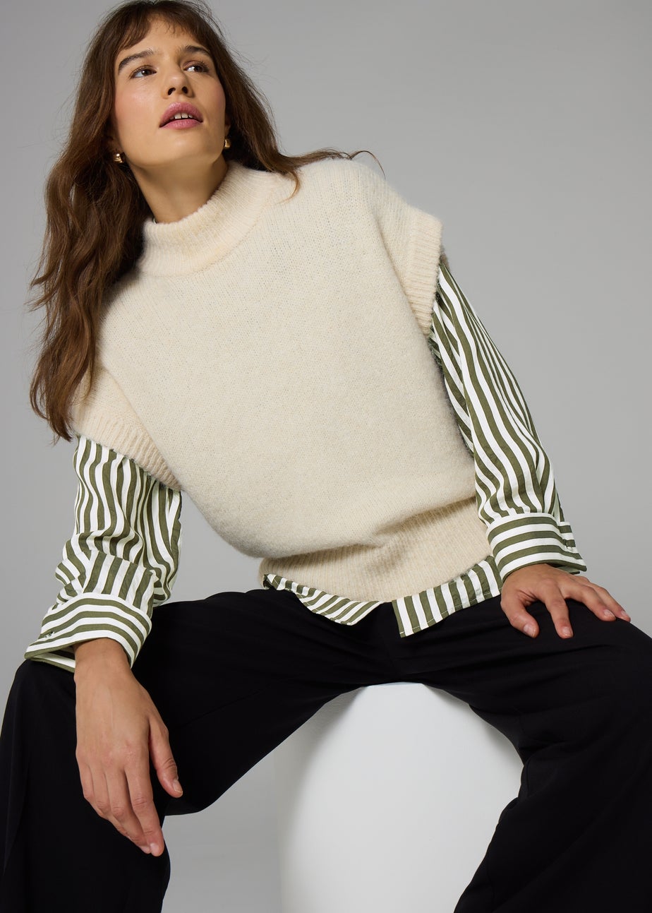 Et Vous Olive Stripe Textured Shirt