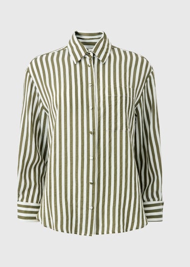 Et Vous Olive Stripe Textured Shirt