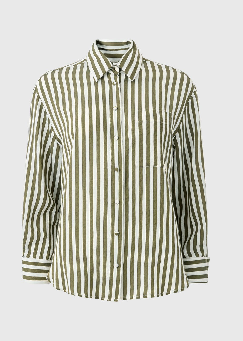 Et Vous Olive Stripe Textured Shirt