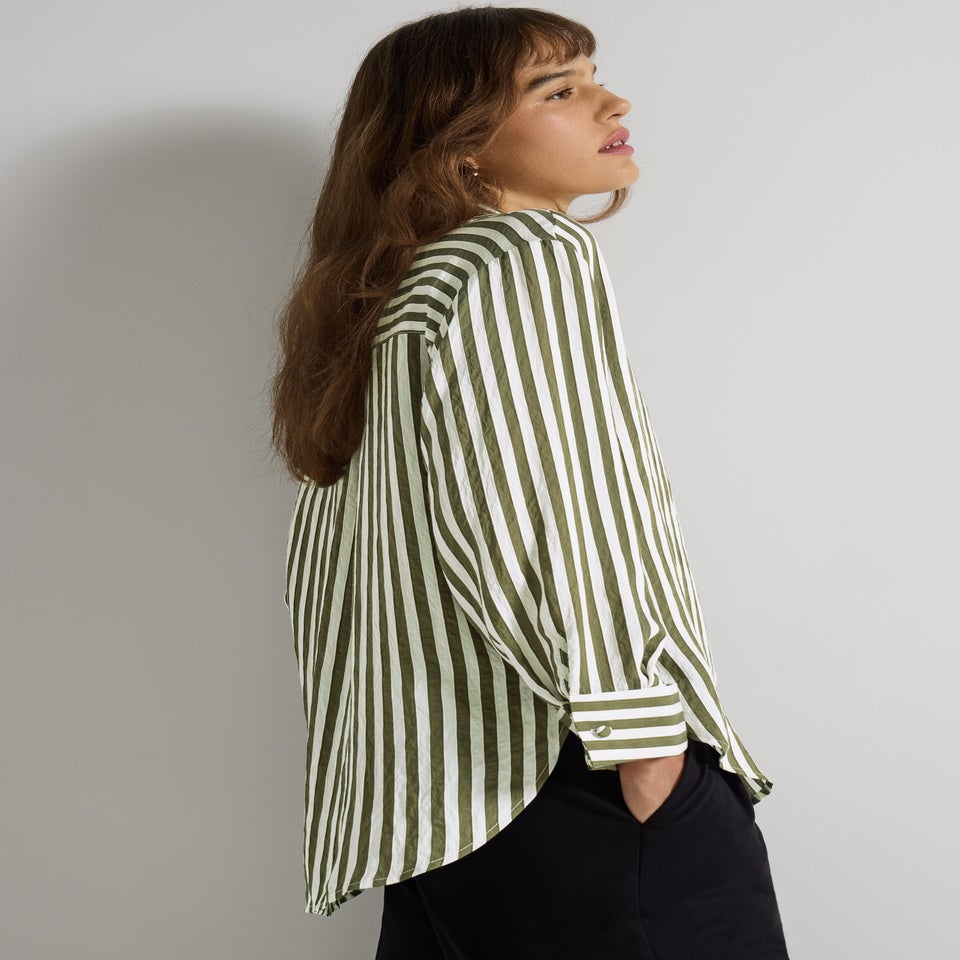 Et Vous Olive Stripe Textured Shirt