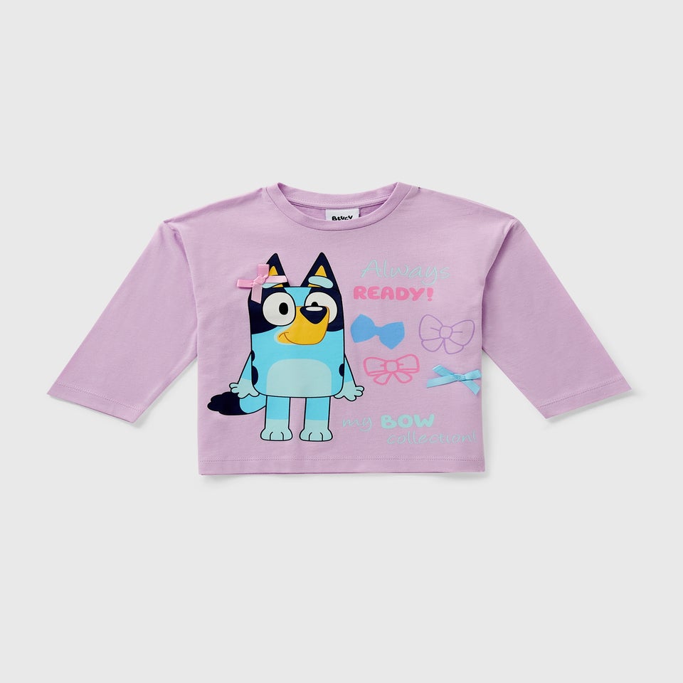Bluey Girls Lilac Bows Long Sleeve Top (1-7yrs)