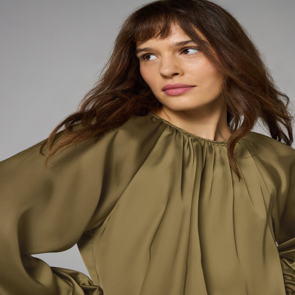 Et Vous Olive Satin Blouse