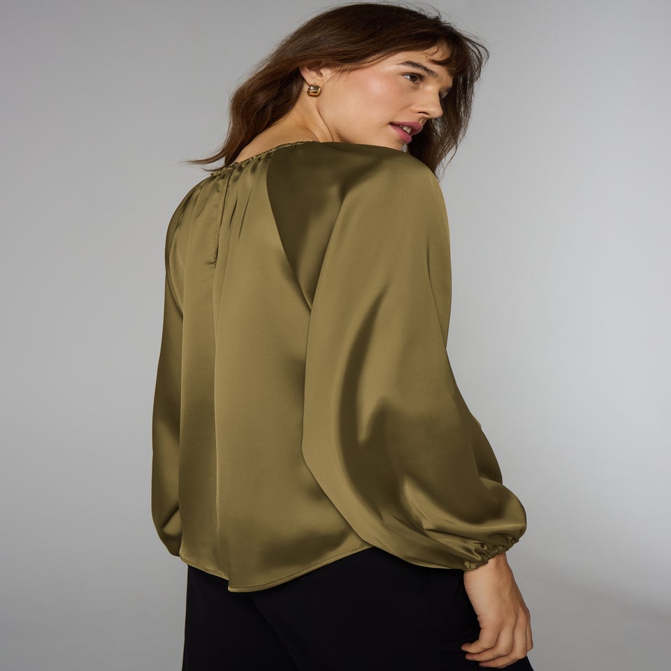 Et Vous Olive Satin Blouse