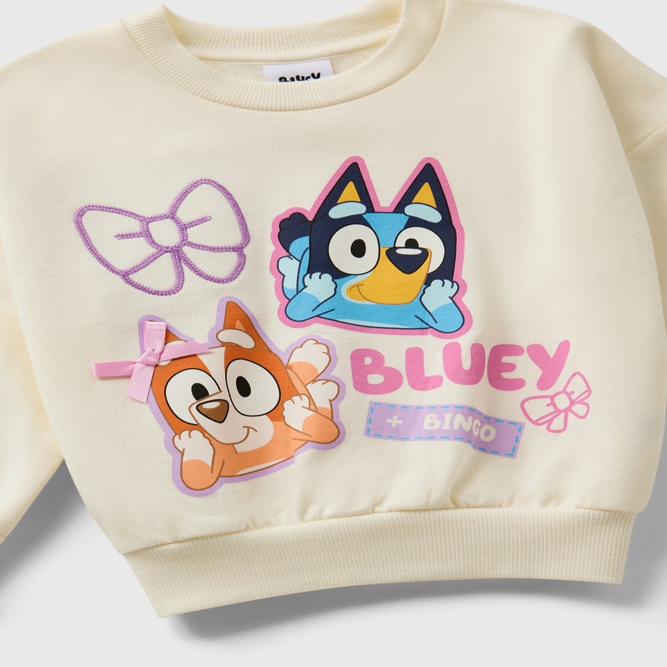 Bluey Girls Cream Bow Sweatshirt & Legging Set (1-7yrs)
