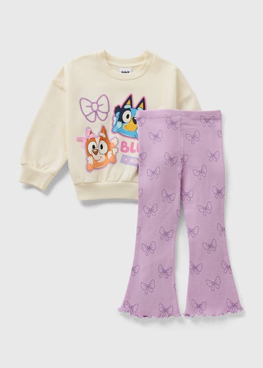 Bluey Girls Cream Bow Sweatshirt & Legging Set (1-7yrs)