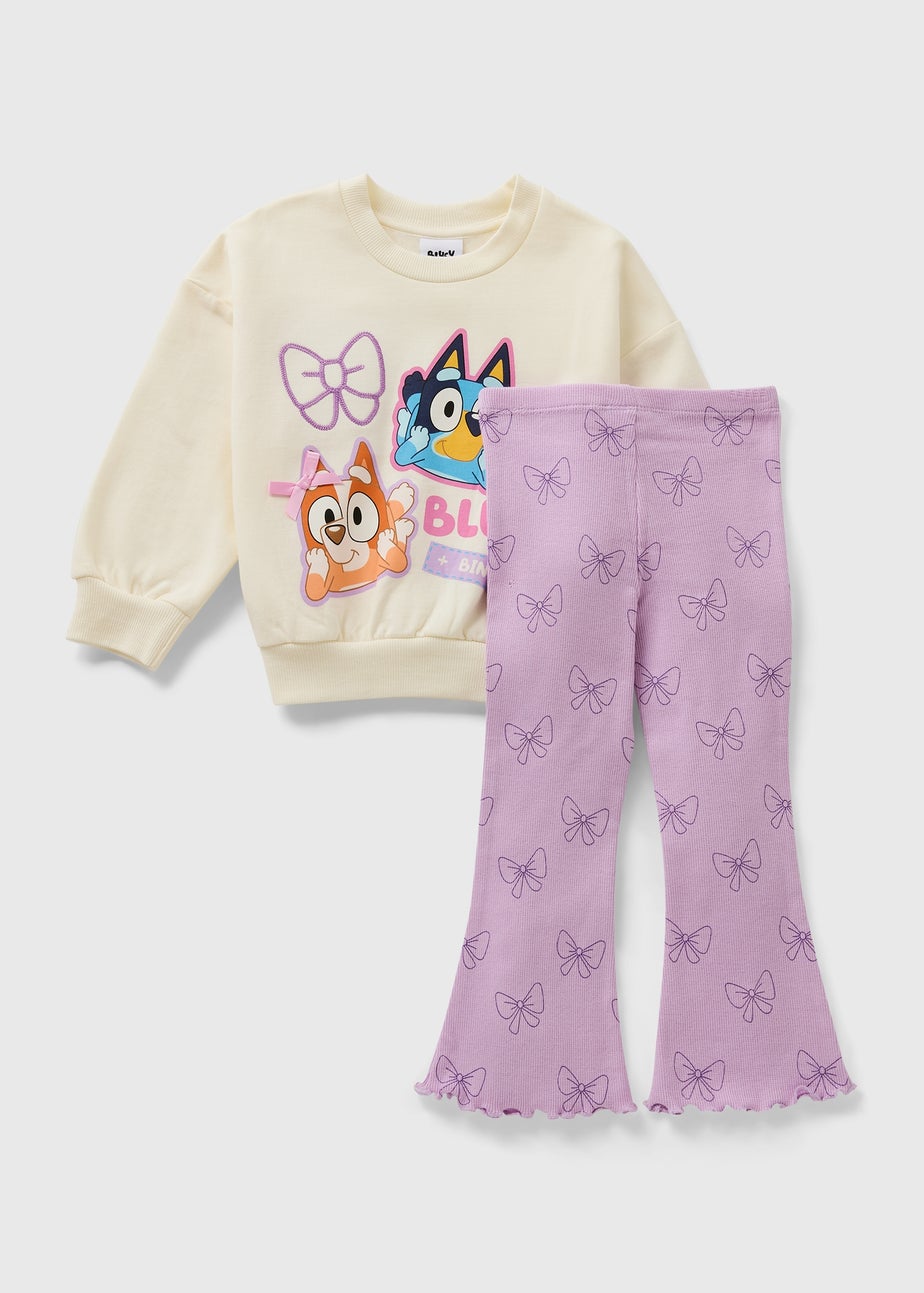 Bluey Girls Cream Bow Sweatshirt & Legging Set (1-7yrs)