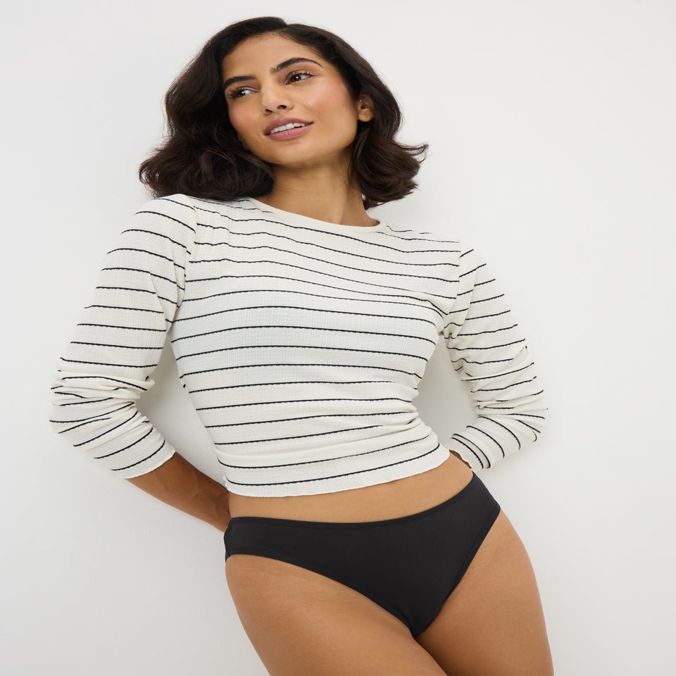 5 Pack Black High Leg Knickers