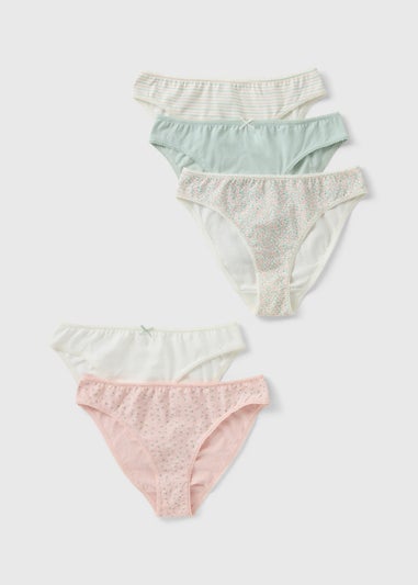 5 Pack Multi Stripe High Leg Knickers