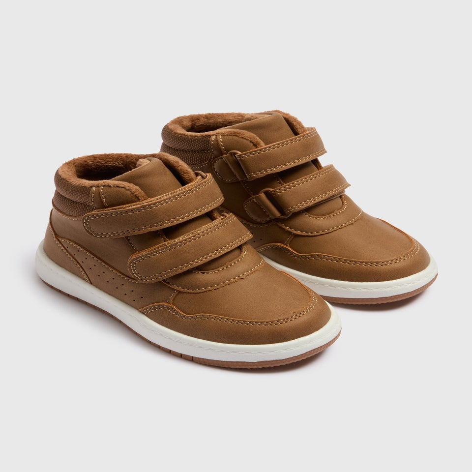 Boys Tan High Top Trainers (Younger 4-12)