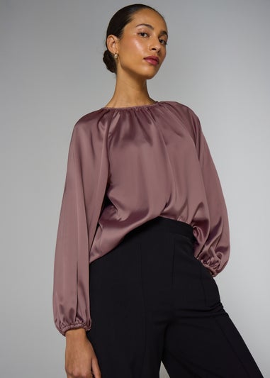 Et Vous Mauve Satin Blouse