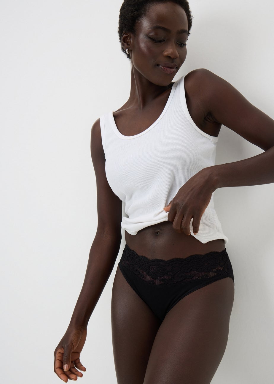 5 Pack Multicolour Lace Trim High Leg Knickers