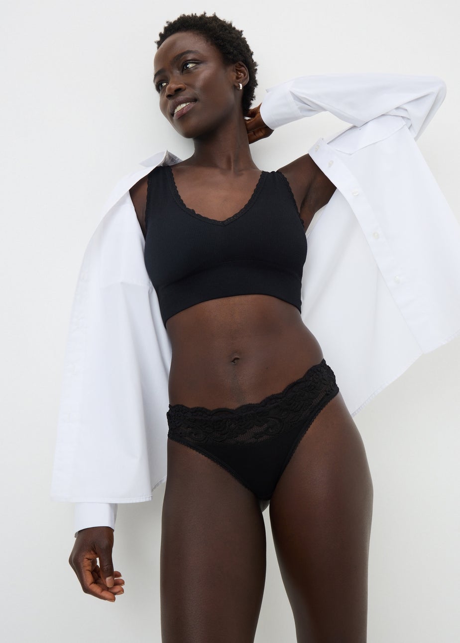 5 Pack Multicoloured Lace Trim Thong Knickers