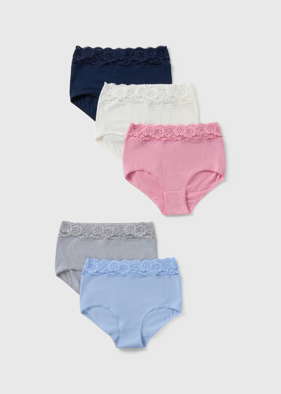 5 Pack Multicolour Lace Trim Full Knickers