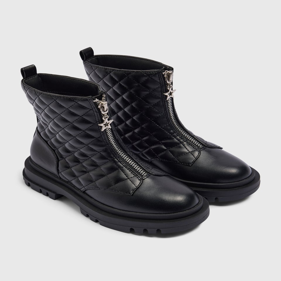 Girls Black Zip Front Boots (Younger 10-Older 5)