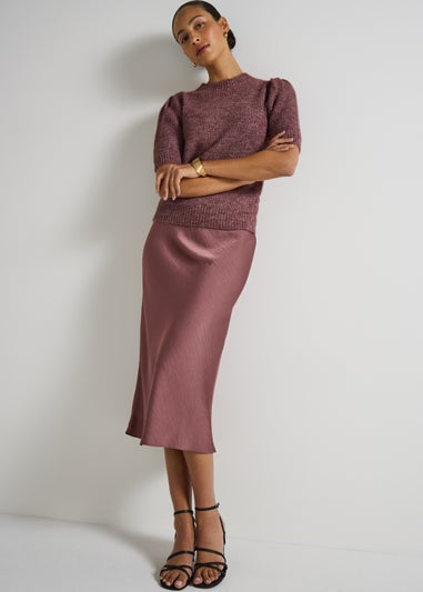Et Vous Mauve Satin Midaxi Skirt