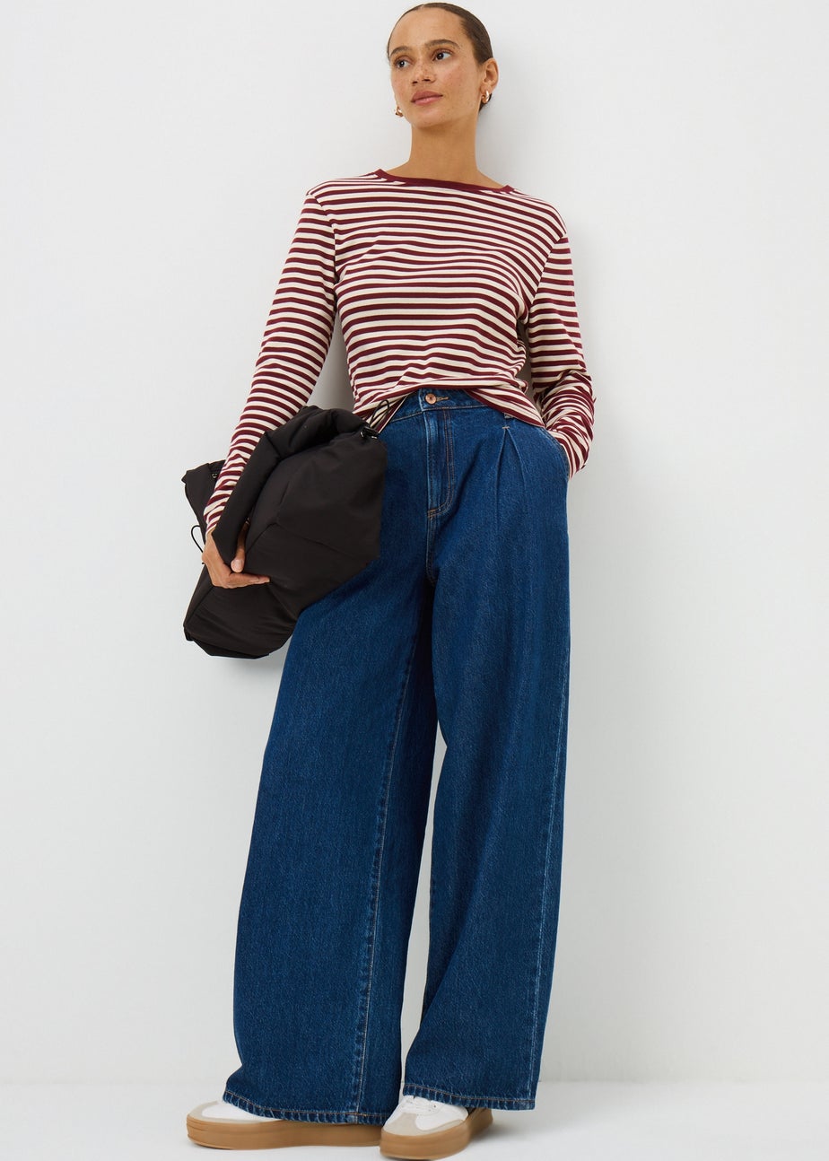 Burgundy Stripe Long Sleeve Fitted Top