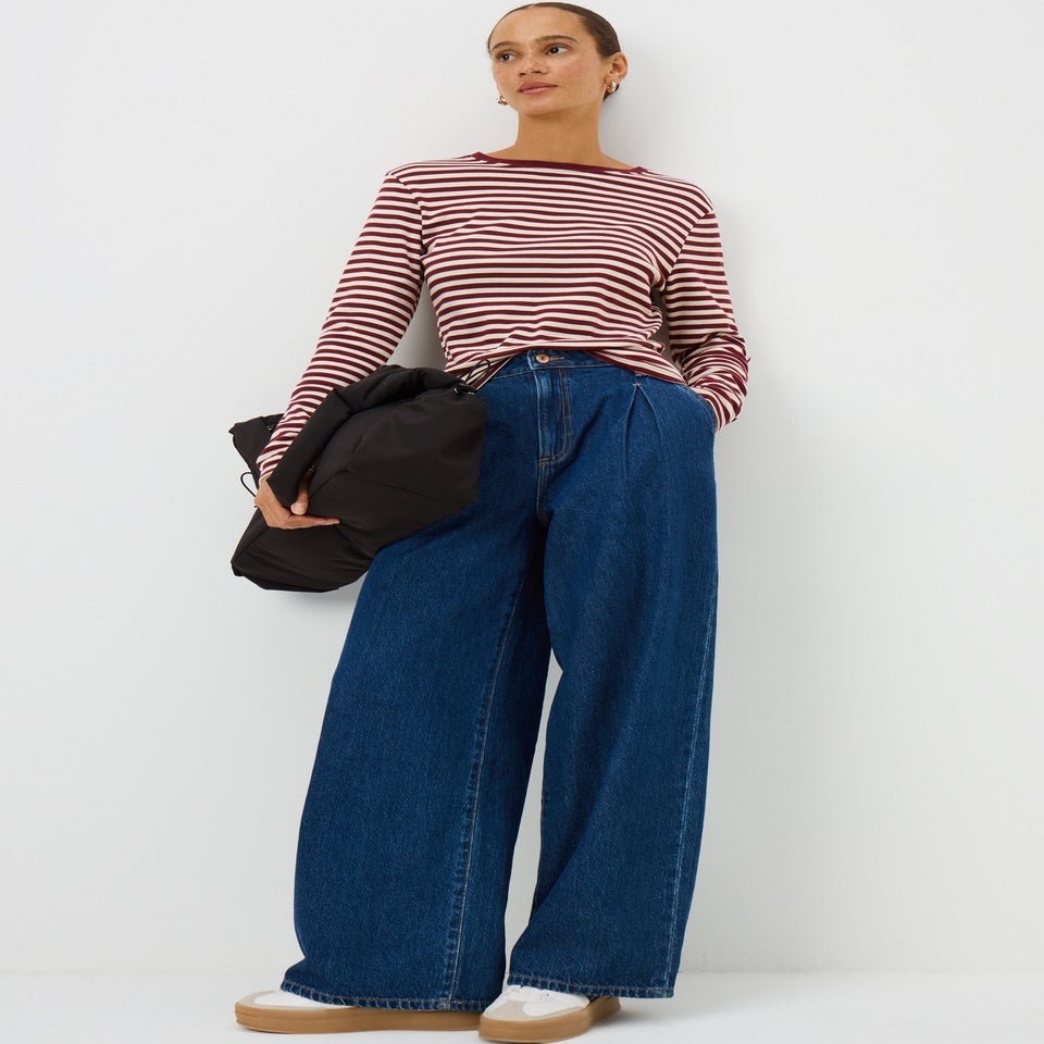 Burgundy Stripe Long Sleeve Fitted Top