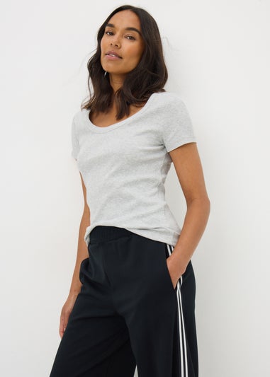 Grey Marl Fitted Scoop Neck T-Shirt