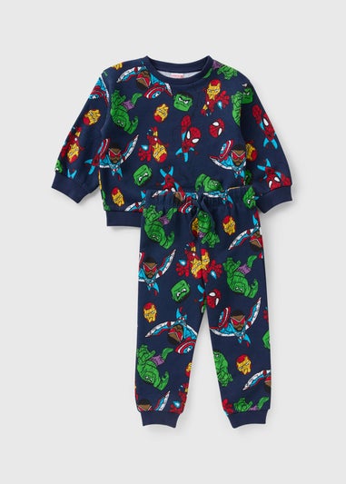 Mini Marvel Boys Navy Sweatshirt & Jogging Bottom Set (1-7yrs)