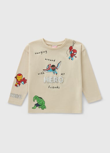 Mini Marvel Boys Cream Long Sleeve Top (1-7yrs)