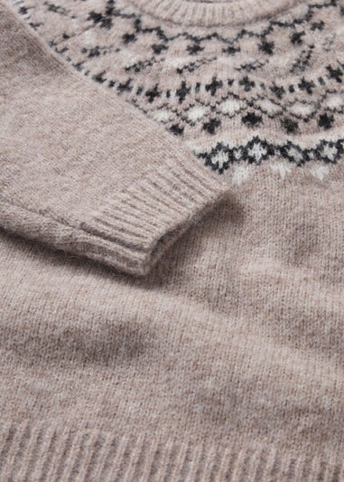 Boys Stone Fairisle Knit Mini Me Jumper (1-7yrs)