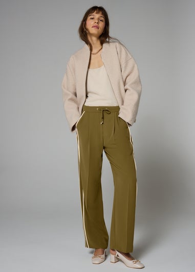 Et Vous Olive Side Stripe Wide Leg Trousers