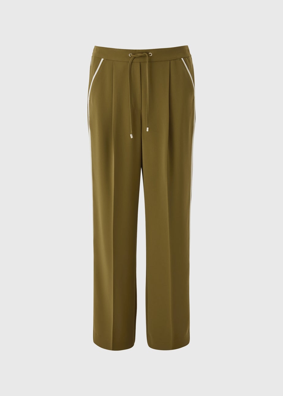 Et Vous Olive Side Stripe Wide Leg Trousers