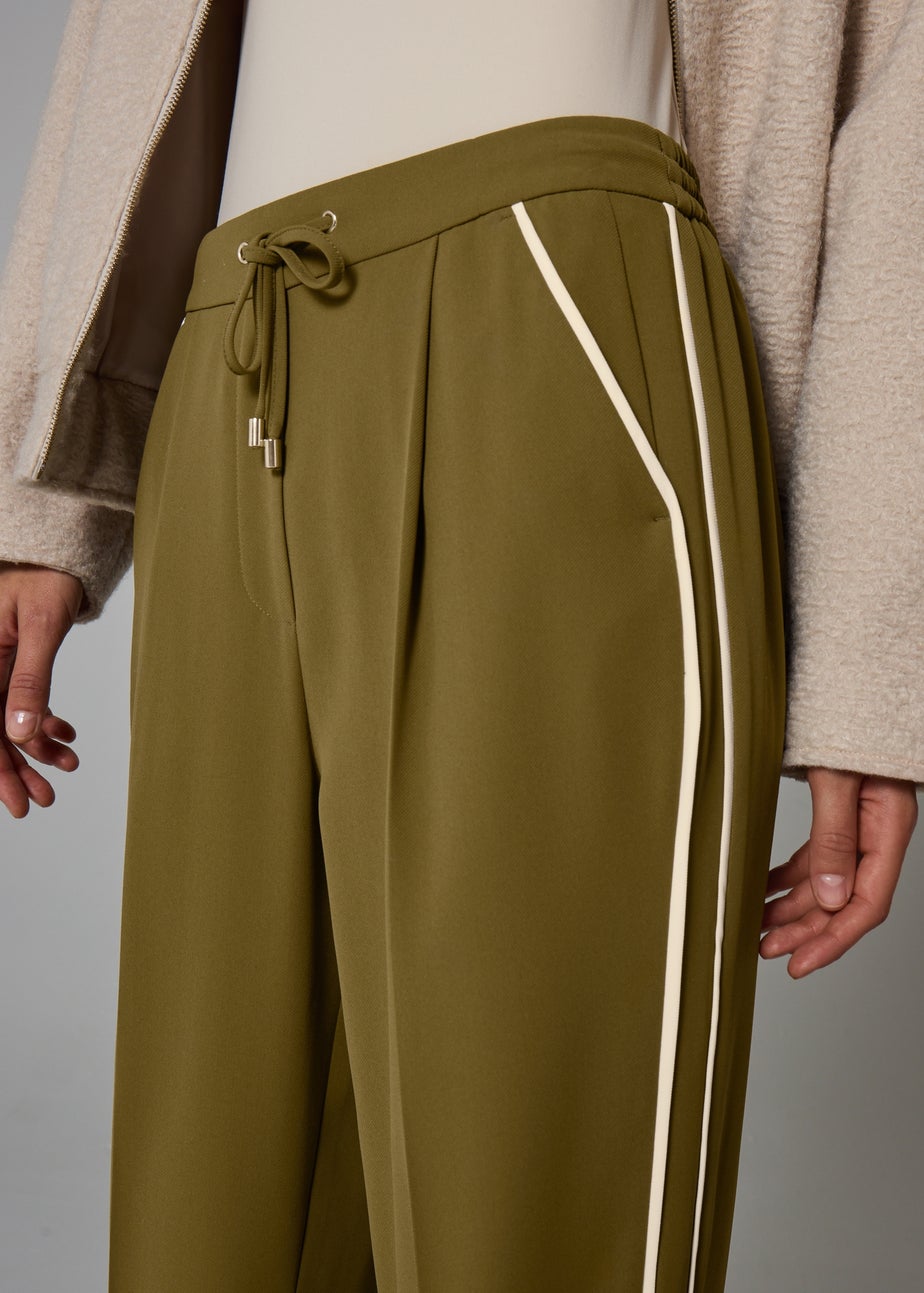 Et Vous Olive Side Stripe Wide Leg Trousers