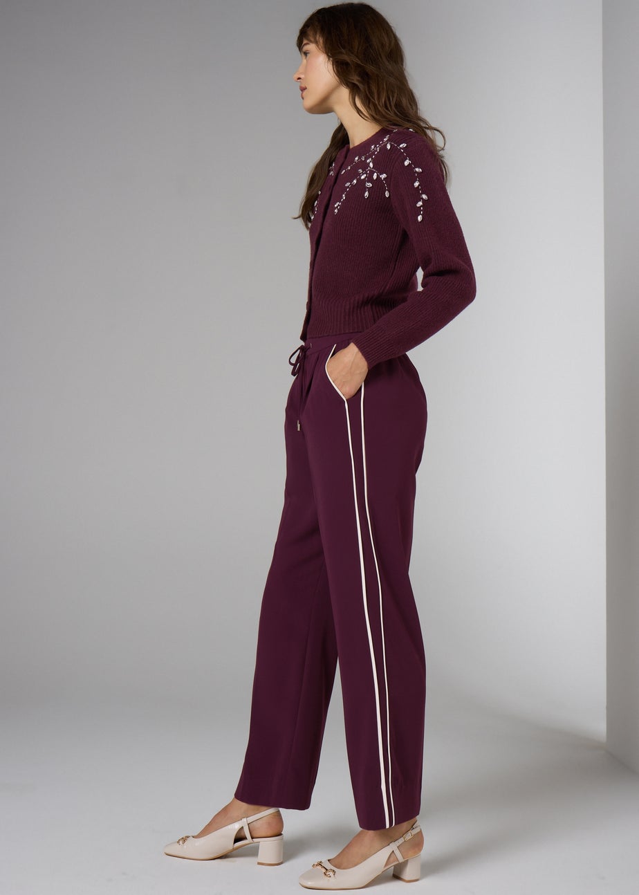Et Vous Burgundy Stripe Wide Leg Trousers