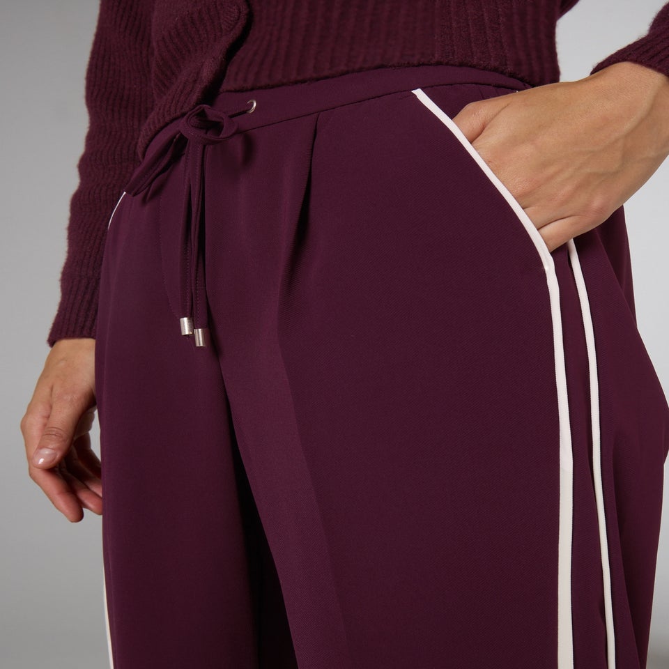 Et Vous Burgundy Stripe Wide Leg Trousers