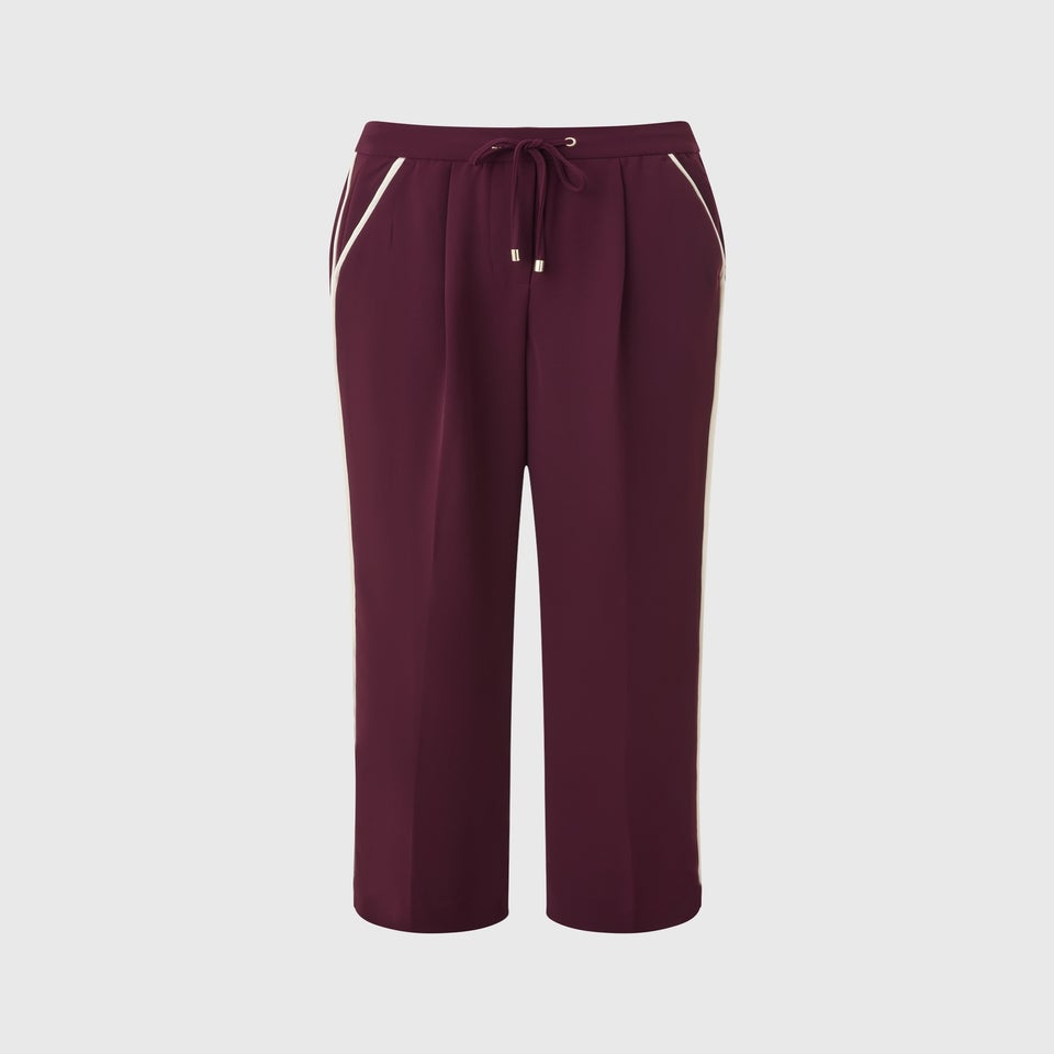 Et Vous Burgundy Stripe Wide Leg Trousers