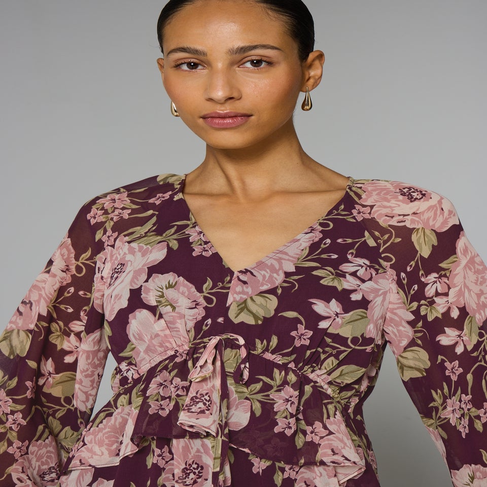 Et Vous Floral Frill Midaxi Dress