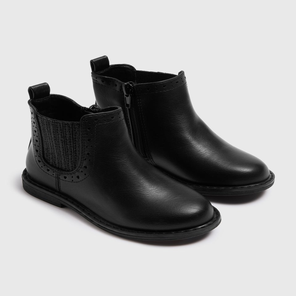 Girls Black Chelsea Boots (Younger 4-Older 3)