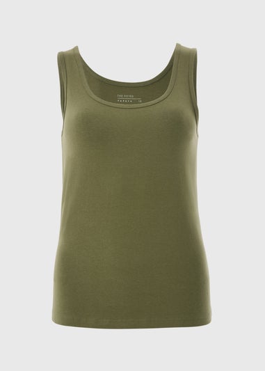 Khaki Short Scoop Neck Vest
