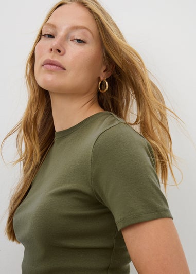 Green Plain Fitted T-Shirt