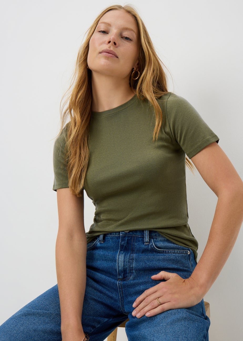 Green Plain Fitted T-Shirt