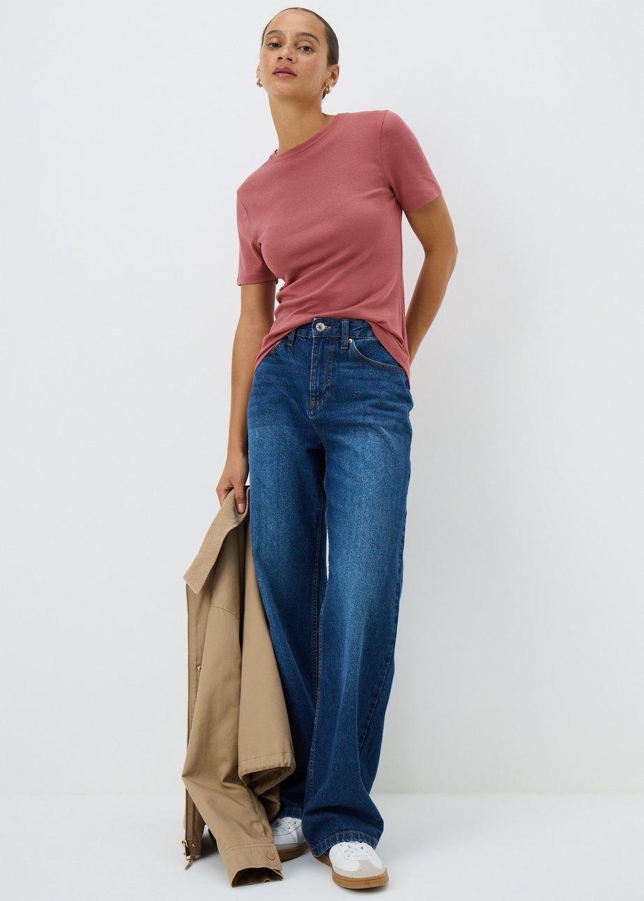 Dark Pink Short Sleeve Fitted Top