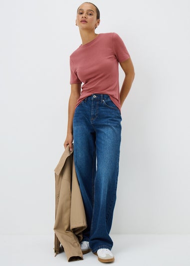 Dark Pink Short Sleeve Fitted Top