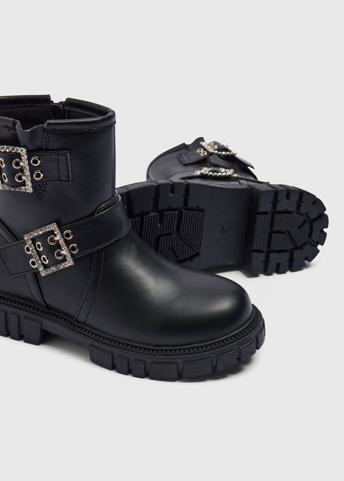 Dark Aged Buckle Combat Boots Womens Black Combat Boots With
