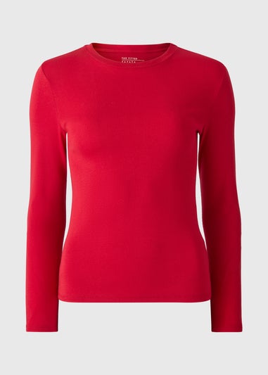 Red Fitted Long Sleeve T-Shirt