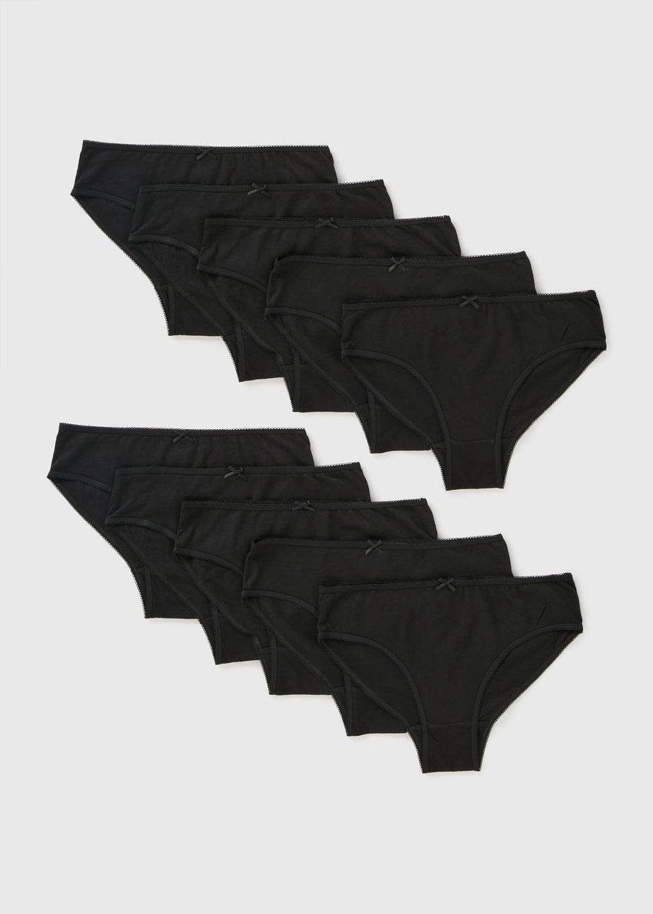 10 Pack Girls Black Briefs (2-13yrs)
