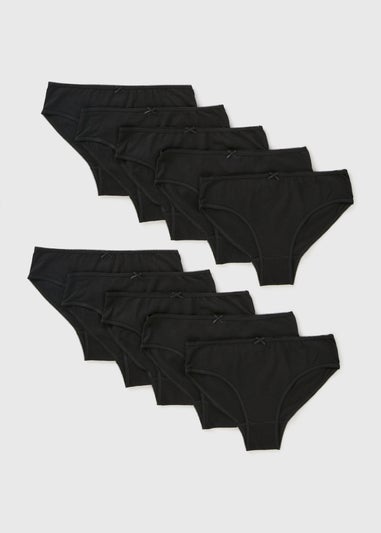 10 Pack Girls Black Briefs (2-13yrs)