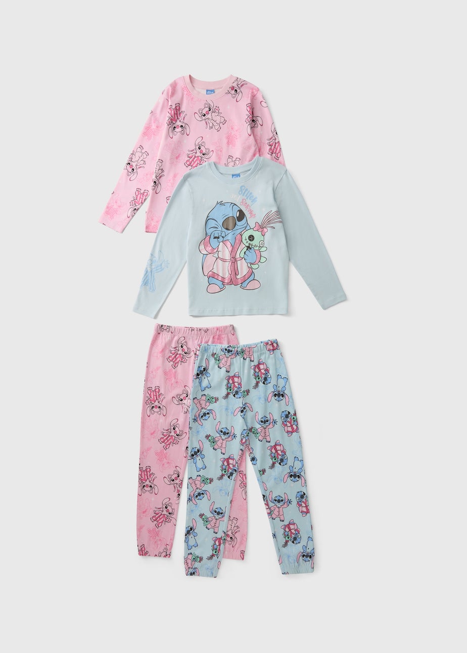 Disney 2 Pack Girls Blue Stitch Pyjama Set (4-13 yrs)