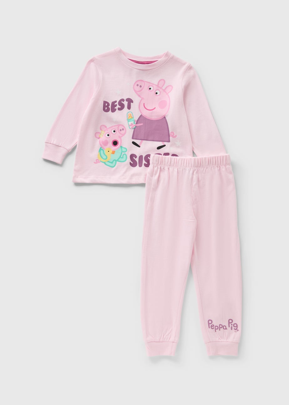 Peppa Pig Girls Pink Best Sister Pyjama Set (1-7yrs)