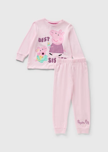 Peppa Pig Girls Pink Best Sister Pyjama Set (1-7yrs)