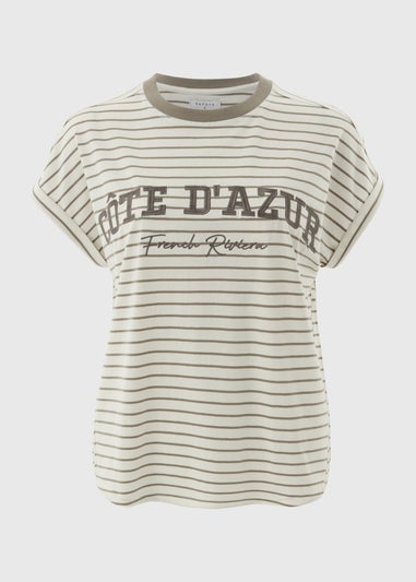 Green Embroided Stripe T-Shirt
