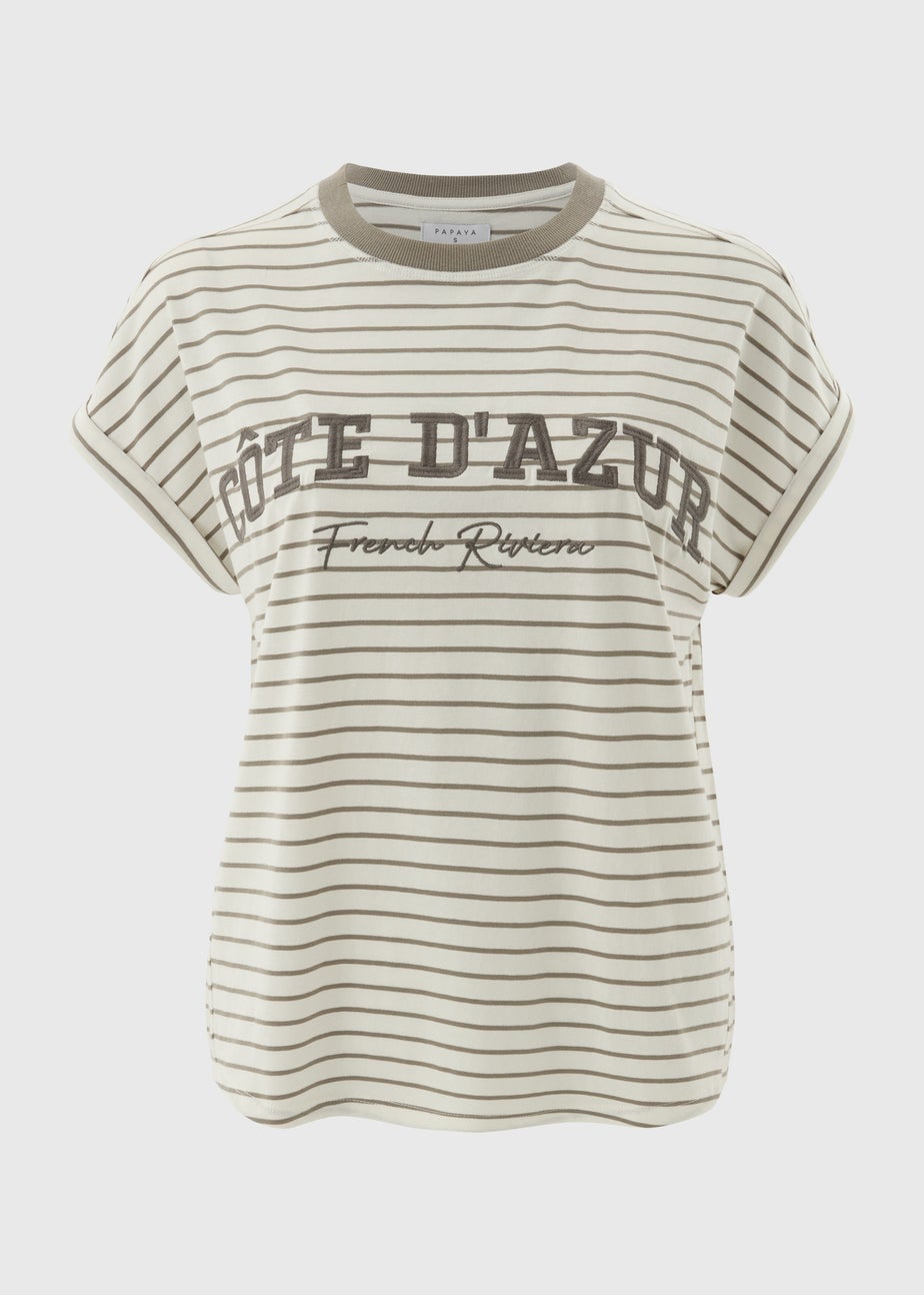 Green Embroided Stripe T-Shirt