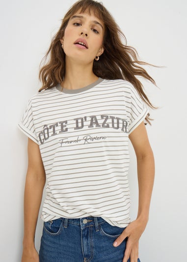 Green Embroided Stripe T-Shirt