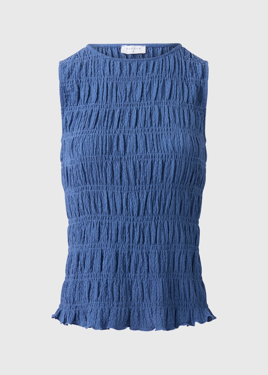 Blue Textured Co Ord Vest